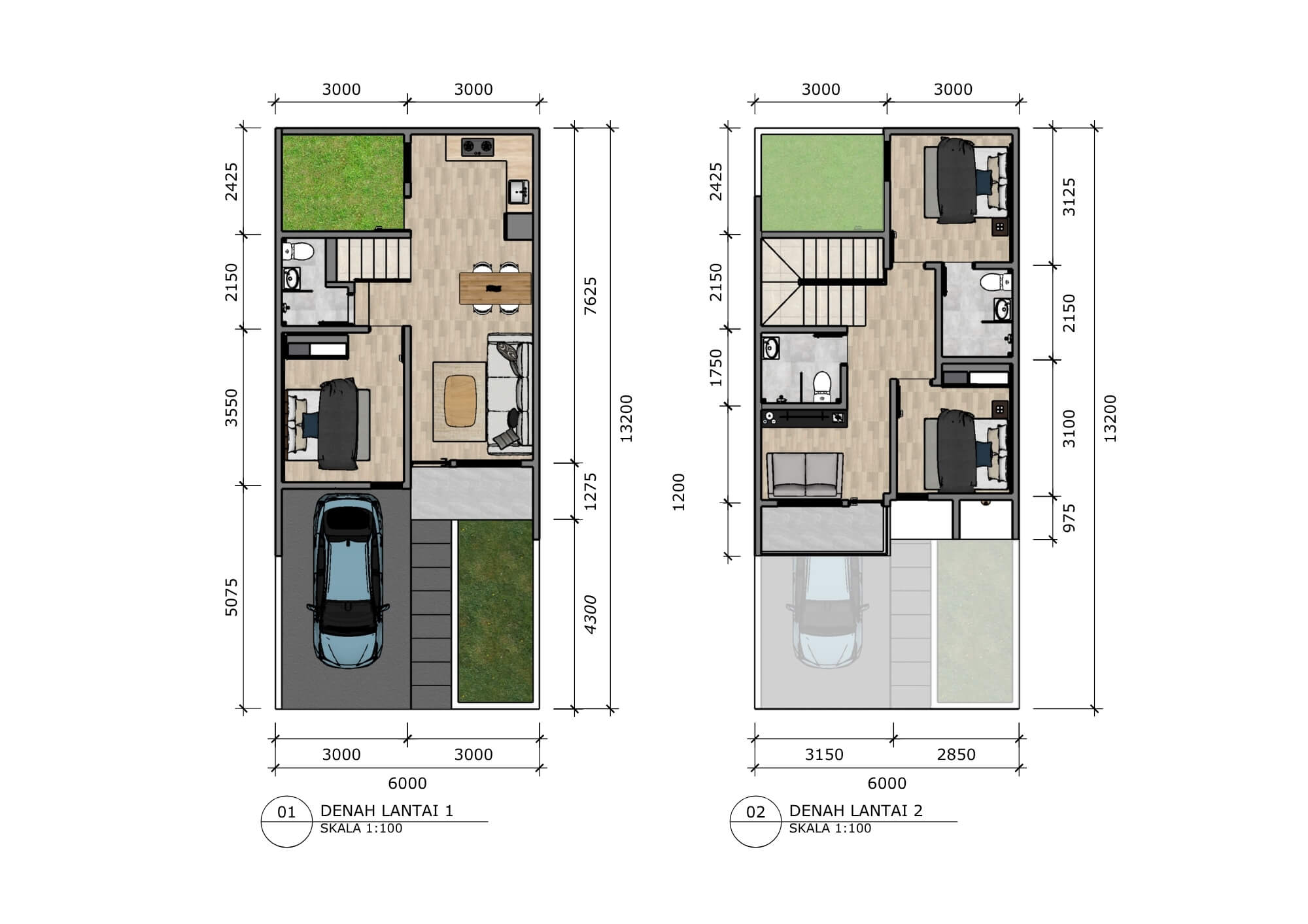 Denah Rumah Kimani Residence Tipe 2 Lantai